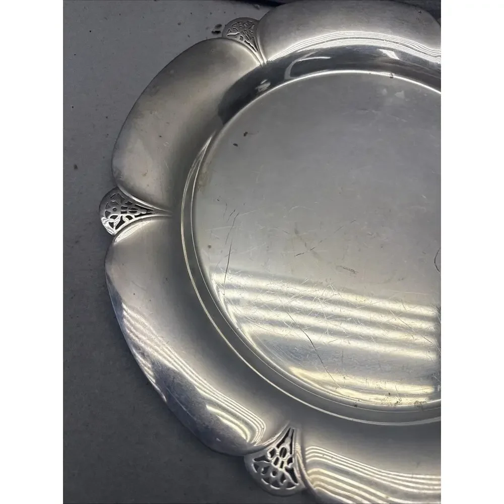 Vintage Wm Rogers Silverplate Serving Set Round Platter 421 Oval Bread Tray 419